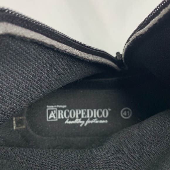 A’rcopedico Low Wedge Ankle Booties Side Zipper Size 41 Black and White - Picture 8 of 14